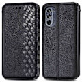 Miniatyrbillede 1 af 6: Læder Etui med A Stilfuldt Rhombus Tryk til Motorola Moto G62 5G - Sort Black