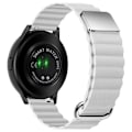 Miniatyrbild 1 av 2: 22 mm Universal klockarmband i äkta läder i litchi-stil - Silverspänne / Vit Vit