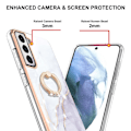 Pikkukuva 2 / 2: Marble Patterned Suojakuori With Ring Holder For Samsung Galaxy S21 FE - Valkoinen Marble Haze White