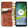 Miniatyrbillede 2 af 3: Læder Etui med A Stilfuldt Rhombus Tryk til Motorola Moto E13 - Brun Brown