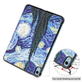 Miniatyrbillede 2 af 2: Tri-fold stander etui iPad 10.9 (2022) Pattern Printing Anti-fall Anti-wear Folio Flip Vegansk Læder Tablet Cover - Stjerneklar Nat Blue