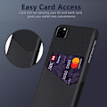 Miniatyrbillede 2 af 2: KSQ stødsikkert hybridbagcover i PU og stof med kortplads iPhone 11 Pro 5,8 tommer (2019) - Sort Black