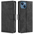 Pikkukuva 1 / 2: Krokotiilin Nahkainen Läppäkotelo For iPhone 14 Plus - Musta Black