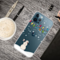 Miniatyrbillede 2 af 2: Fleksibelt cover til iPhone 14 Pro, julemønstertryk Velbeskyttet mobiltelefontaske - Snemand Og Snemand White