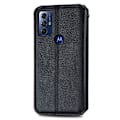Pikkukuva 2 / 2: Nahkakotelo With A Stylish Rhombus Imprint For Motorola Moto G Play (2023) - Musta Black