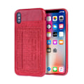 Pikkukuva 1 / 2: iPhone Xs Max silikooni muovinen takasuoja kuori farkku kangas kortti paikalla - Punainen Red