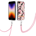 Miniatyrbillede 1 af 2: YB IMD-11 Series Phone Case iPhone SE (2020)/SE (2022)/7/8 4,7 tommer, blødt, fleksibelt IML IMD-blomstermønster med galvaniseret skal og nøglesnor - Pink