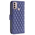 Miniatyrbillede 2 af 2: Rhombus Mønster Matte Flip Case til Motorola Moto E30 / E40 - Blå Blue