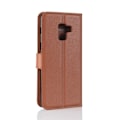 Miniatyrbillede 2 af 2: Samsung Galaxy A8 (2018) litchi skin PU læder flip etui - Brun Brown
