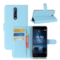 Miniatyrbillede 1 af 2: Nokia 8 Litchi skind læder etui - Blå Blue