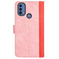 Miniatyrbillede 2 af 2: To Farvet Læder Flip Case til Motorola Moto E30 / E40 / E20 - Lyserød Pink
