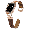 Miniatyrbild 2 av 2: Apple Watch (45 mm) klockarmband i texturerat PU-läder - Kaffe / Roséguld Guld