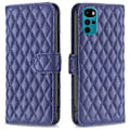 Miniatyrbillede 1 af 2: Rhombus Mønster Matte Flip Case til Motorola Moto G22 - Blå Blue