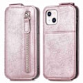 Pikkukuva 1 / 2: Vertical Flip Phone Suojakotelo With Zipper For iPhone 13 Mini - Ruusukulta Pink