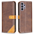 Miniatyrbillede 1 af 2: BINFEN to-farvet Samsung Galaxy M32 5G / Samsung Galaxy A32 5G læderetui - Kaffe Brown