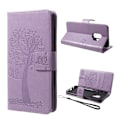 Miniatyrbillede 1 af 2: Samsung Galaxy S9 stemplet Træ ugle PU læder flip etui - Lyselilla Purple