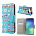 Pikkukuva 1 / 2: Samsung Galaxy S10 risti pintainen nahkainen flip suojakotelo - Suloiset Pöllöt Multicolor