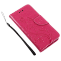 Miniatyrbillede 2 af 2: LG Q6 mobiletui i kunstlæder med indprintede sommerfugle. Med kortlommer og stander - Rosa Pink