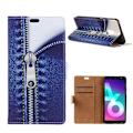 Miniatyrbillede 1 af 2: Samsung Galaxy A6 mobiletui i kunstlæder med printet mønster samt pung og stativ - Jeans med metal lynlås Multicolor