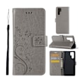 Miniatyrbillede 1 af 2: Huawei P30 Pro sommerfugle- og blomstertryk læder flip etui - Grå Silver grey