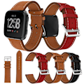 Miniatyrbild 2 av 2: Fitbit Versa klockrem träningsklocka i genuin läder allergifri giftfri metallspänne - Svart Svart