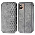 Miniatyrbillede 1 af 2: Læder Etui med A Stilfuldt Rhombus Tryk til Motorola Moto G32 - Grå Silver grey