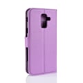 Pikkukuva 2 / 2: Samsung Galaxy J8 (2018) Liitsihedelmän Jyväinen PU Nahka Puhelimen Lompakko Suoja Kotelo - Violetti Purple