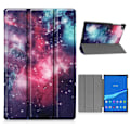 Miniatyrbillede 1 af 2: Lenovo Tab M10 FHD Plus tri-fold mønster læderetui - Galakse-Mønster Multicolor