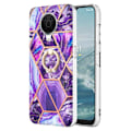 Pikkukuva 1 / 2: Marble Patterned Suojakuori With Ring Holder For Nokia G10 / G20 - Tumma Violetti Purple