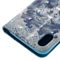 Miniatyrbild 2 av 2: iPhone XR mobilfodral syntetläder silikonmaterial stående plånbok - Blommig döskalle Blå