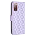 Miniatyrbillede 2 af 2: Rhombus Mønster Matte Flip Case til Samsung Galaxy S20 Fe 2022 / S20 Fe 5g / S20 Fe - Lilla Purple