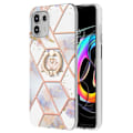Pikkukuva 1 / 2: Marble Patterned Suojakuori With Ring Holder For Motorola Edge 20 Lite - Kruunu White