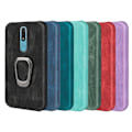 Miniatyrbild 2 av 2: Stötsäkert läderfodral med oval kickstand för Nokia 2.4 - Cyan Grön