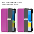 Miniatyrbillede 5 af 6: iPad 10.9 (2022) Tablet-etui i vegansk læder Tri-fold Stand Auto Wake / Sleep Beskyttelsescover med penneplads - Lilla Purple