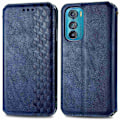 Miniatyrbillede 1 af 2: Læder Etui med A Stilfuldt Rhombus Tryk til Motorola Edge 30 - Blå Blue
