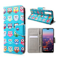 Miniatyrbillede 1 af 2: Huawei P20 Printet Mønster PU læder flip etui - mange ugler Multicolor