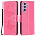 Miniatyrbild 1 av 2: Butterfly läder Samsung Galaxy A54 fodral - Rosa Rosa