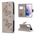 Miniatyrbild 1 av 2: Butterfly läder Samsung Galaxy S21 Plus 5G fodral - Silver/Grå Silvergrå