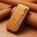 Pikkukuva 4 / 6: Vertical Flip Phone Suojakotelo With Zipper For Nokia X30 - Ruskea Brown