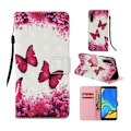 Miniatyrbillede 1 af 2: Samsung Galaxy A7 (2018) lys spot dekorations læder flip etui - Rød Sommerfugl Red