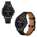 Miniatyrbillede 1 af 2: Garmin Vivoactive 3 / Vivomove HR ægte læder Urrem - Sort Black