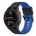 Miniatyrbillede 2 af 2: 22 mm dobbeltfarvet silikoneurrem til Garmin-ur - Sort / Blå Black