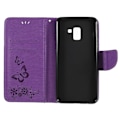 Miniatyrbillede 2 af 2: Samsung Galaxy A8 (2018) imprinted sommerfugl Blomster PU læder flip etui - Lilla Purple