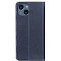 Miniatyrbillede 2 af 2: iPhone 14 flip etui i ægte læder med pung – Blå Blue