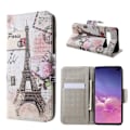 Pikkukuva 1 / 2: Samsung Galaxy S10 Plus risti pintainen nahkainen flip suojakotelo - Eiffel Torni Multicolor