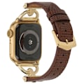 Miniatyrbild 1 av 2: Apple Watch (45 mm) klockarmband i texturerat PU-läder - Kaffe / Guld Guld