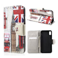 Pikkukuva 1 / 2: iPhone Xr Upea Kuviollinen Lompakko Kotelosuoja Synteetti Nahasta - Big Ben Ja UK Lippu Multicolor