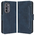 Miniatyrbillede 1 af 2: Stilfuldt Læder Etui med Pung til Motorola Moto Edge 2022 - Blå Blue