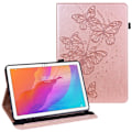 Miniatyrbillede 1 af 2: Huawei MatePad T10 / T10s læderetui med sommerfugleaftryk - Rødguld Pink