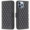 Miniatyrbillede 1 af 2: Rhombus mat iPhone 13 Pro flip etui - Sort Black